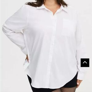 Torrid Lizzie Poplin White Button Down Shirt Size 4